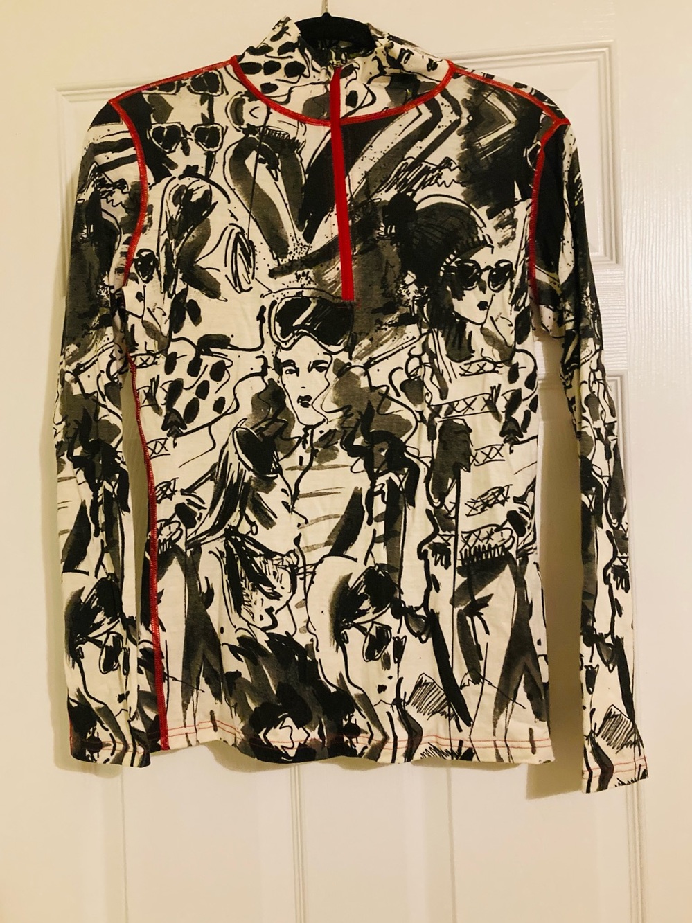 Krimson Klover Art Deco Graphic Athletic Pullover Quarter Zip Sweater